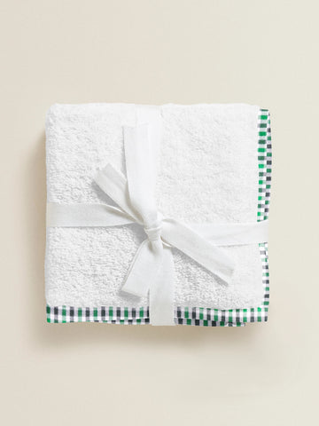 'Green and Black Checks’ Organic Junior Towel Set