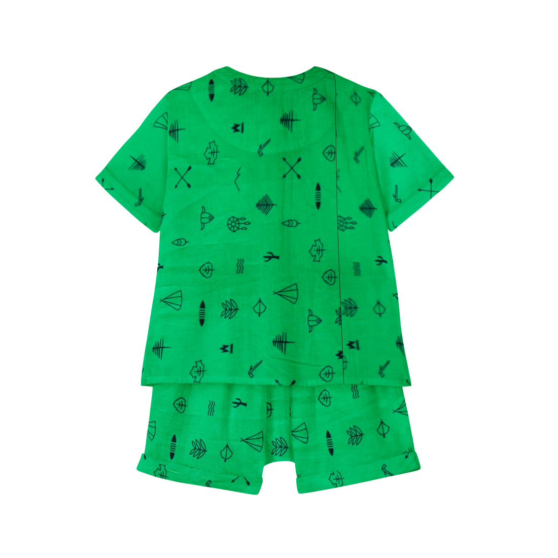 'Green Line Drawing' Organic Pajama Short Set