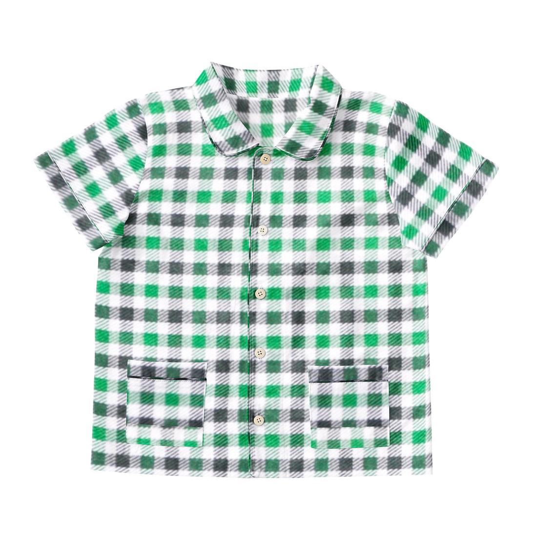 'Green and Black Checks' Organic Collared Pajama Set