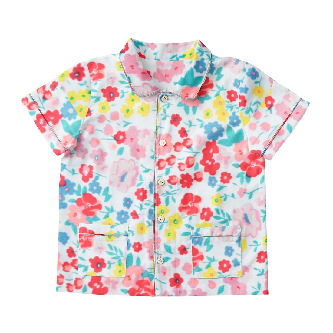 'New Coloured Flowers' Organic Collared Pajama Set