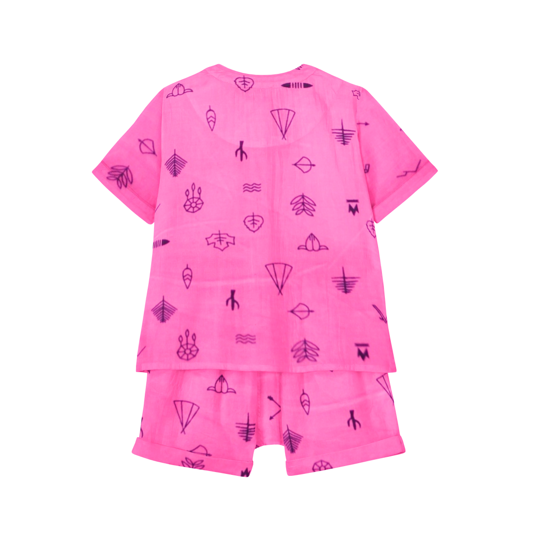 'Pink Line Drawing' Organic Pajama Short Set