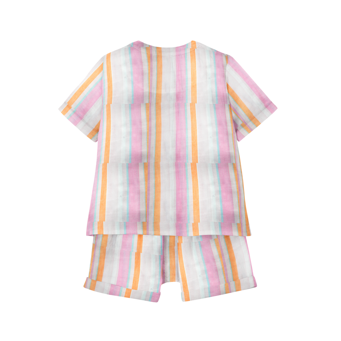 'Pink & Orange Stripe' Organic Pajama Short Set