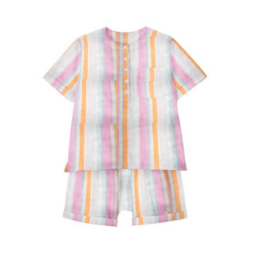 'Pink & Orange Stripe' Organic Pajama Short Set