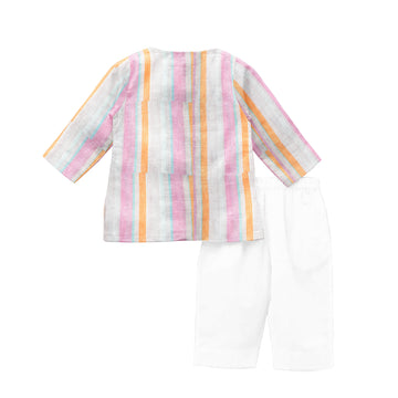 'Pink & Orange Stripe' Organic Pajama Kurta Set