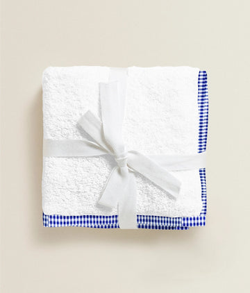 'Navy Checks’ Organic Junior Towel Set