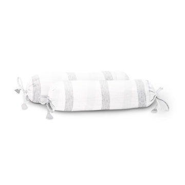 ‘Grey Pencil Stripe’ Organic Baby Bolster Cover